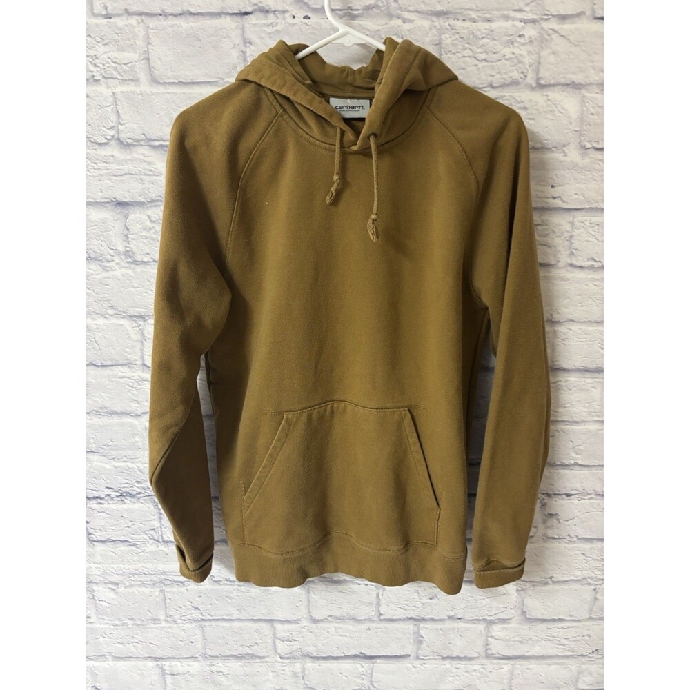 Carhartt WIP Hoodie Men Medium Fleece Pullover Rugged Chase Sweatshirt Brown